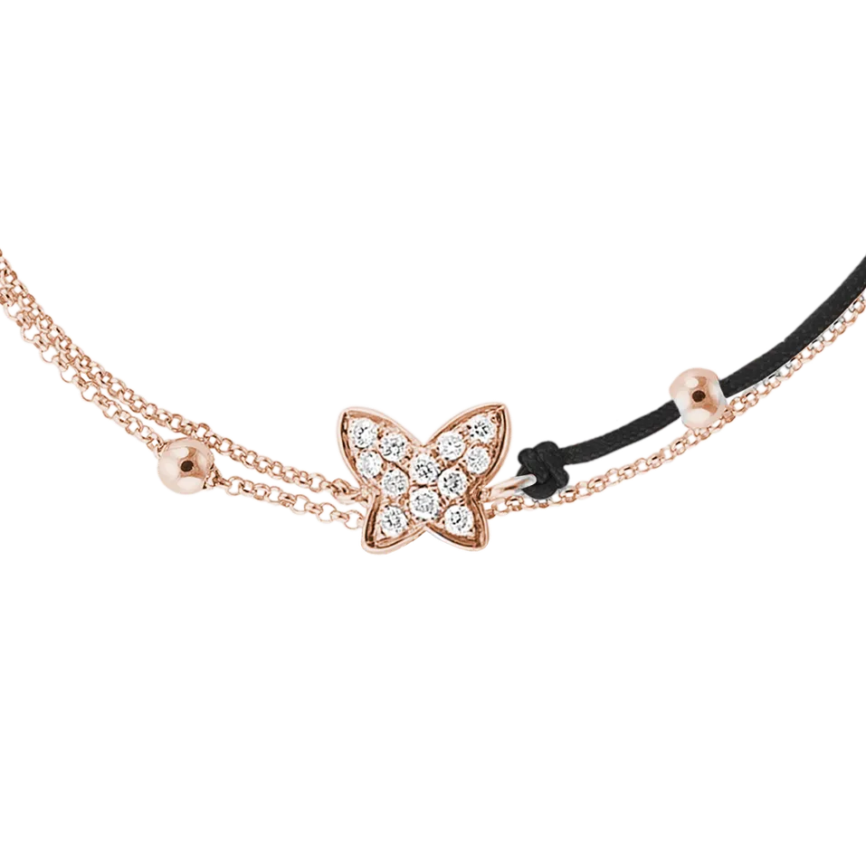 Diamantový náramok so šnúrkou Luxury Butterfly