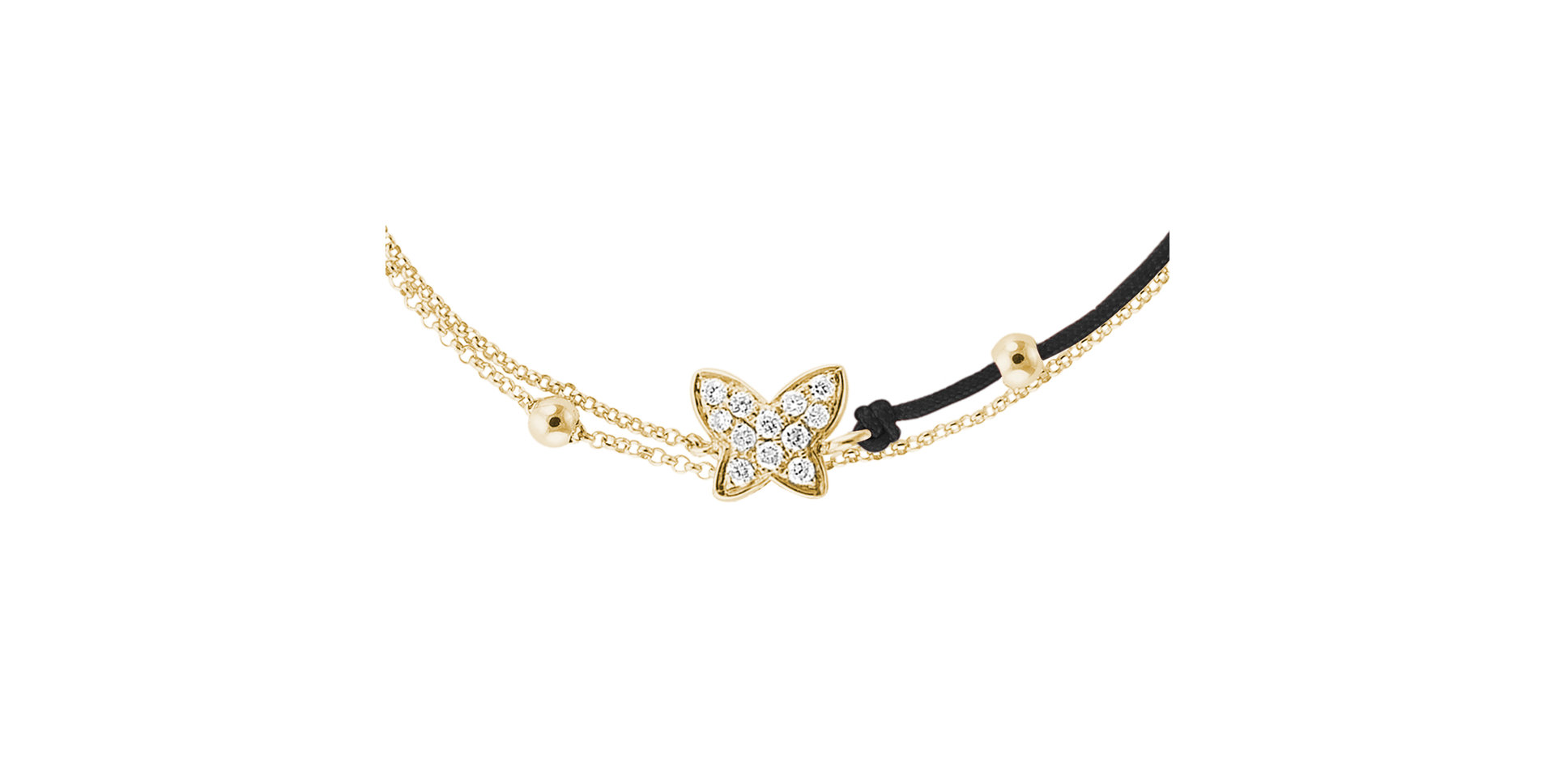 Diamantový náramok so šnúrkou Luxury Butterfly