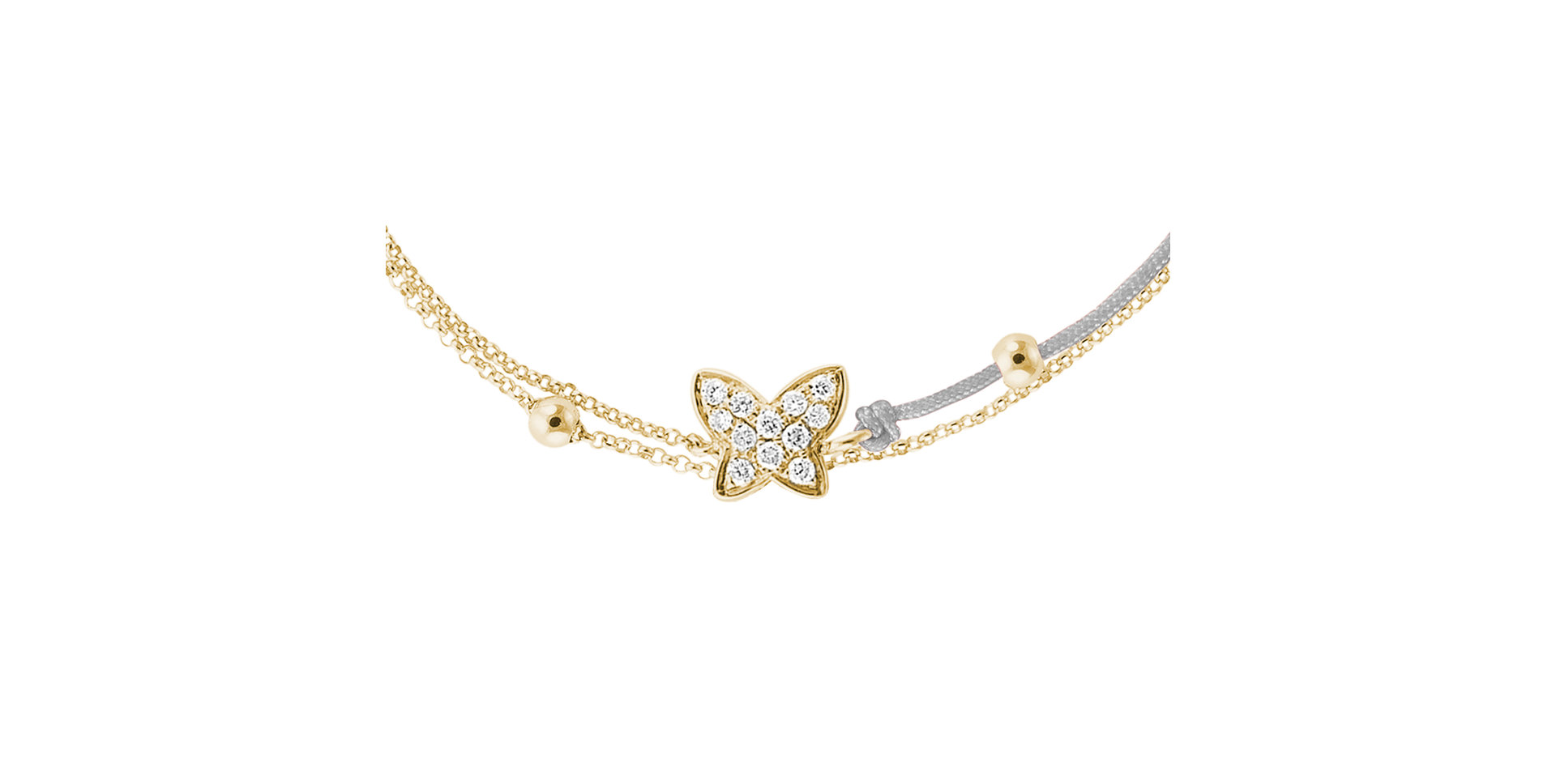 Diamantový náramok so šnúrkou Luxury Butterfly