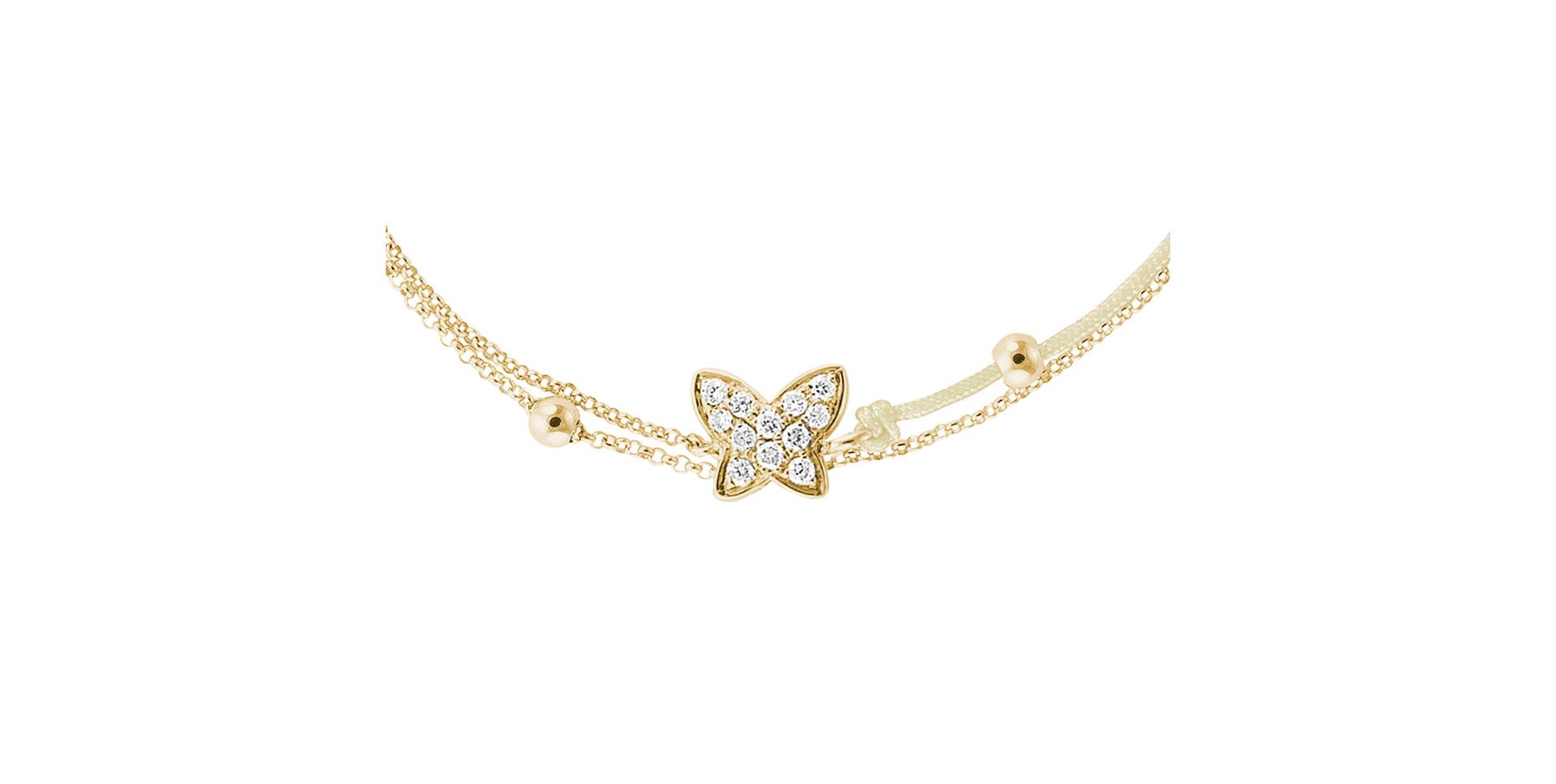 Diamantový náramok so šnúrkou Luxury Butterfly