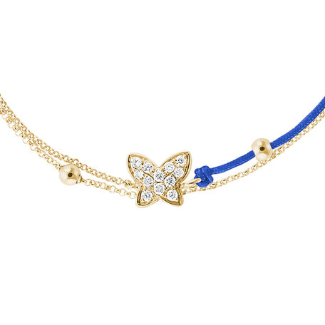 Diamantový náramok so šnúrkou Luxury Butterfly
