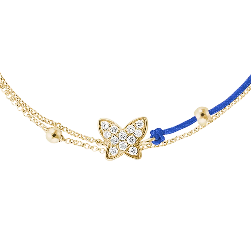 Diamantový náramok so šnúrkou Luxury Butterfly