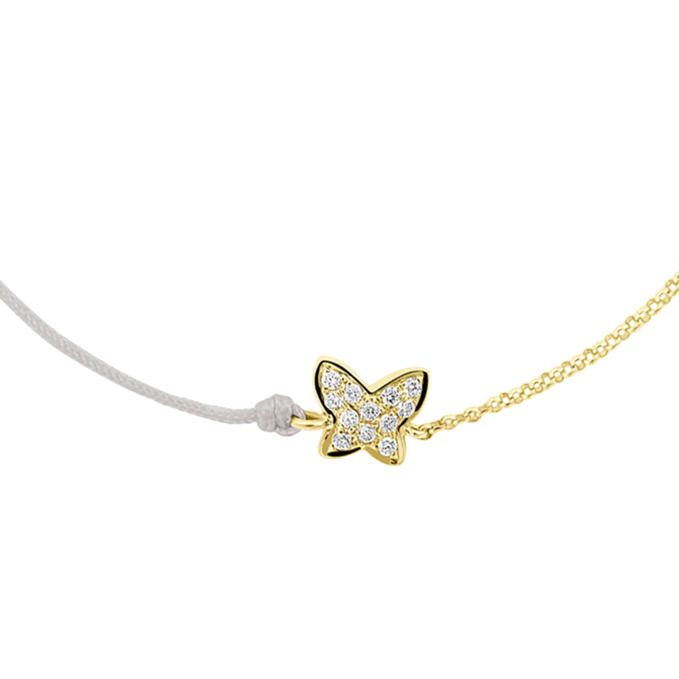 Diamantový náramok so šnúrkou Diamond Butterfly