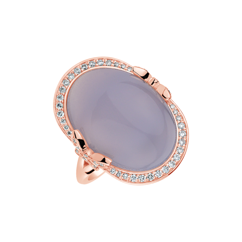 Prsteň s chalcedonom a diamantmi Lilac Shade
