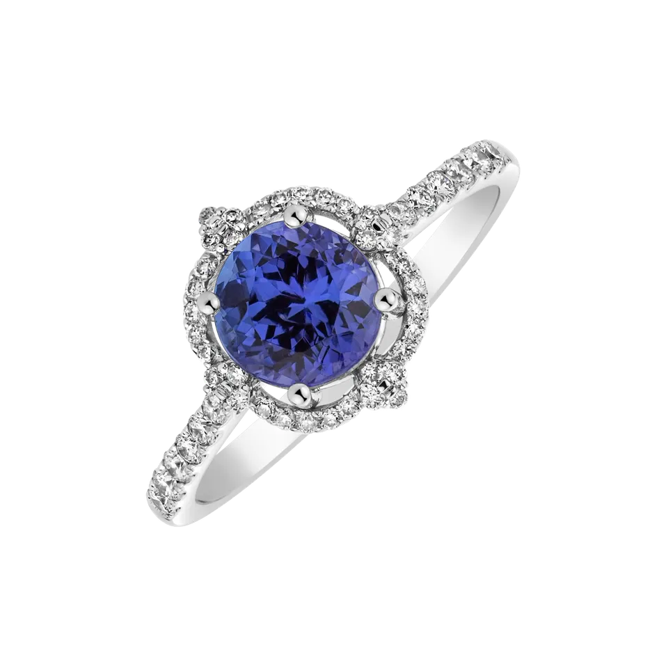 Prsteň s tanzanitom a diamantmi Ocean Sparkle