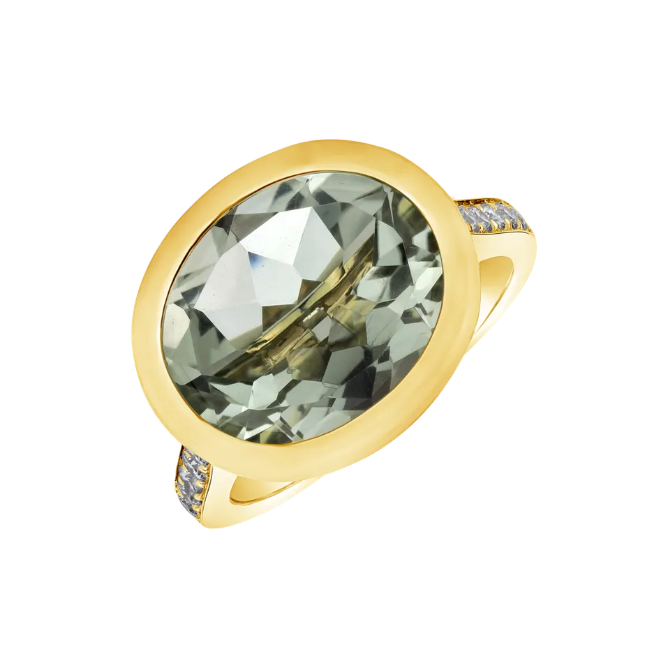 Prsteň s ametystom a diamantmi Paillettes