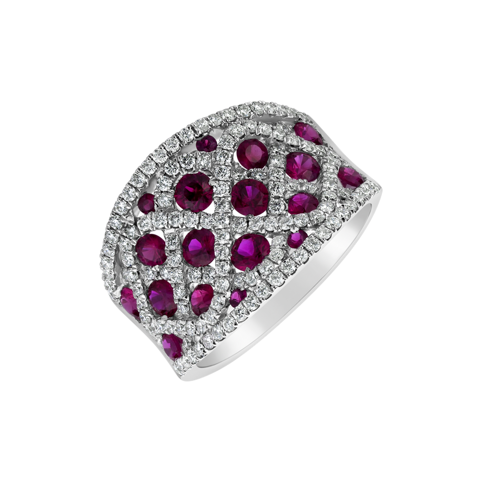 Prsteň s diamantmi a rubínmi Delphine