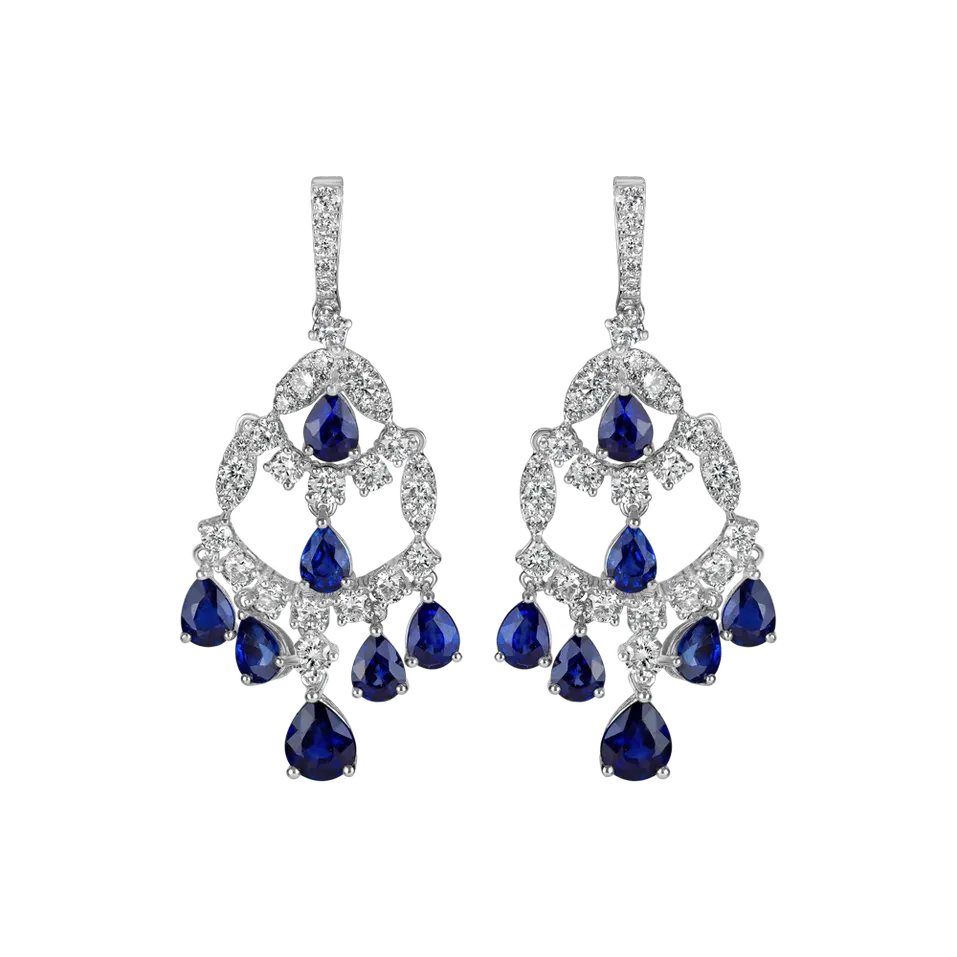 Náušnice s diamantmi a zafírmi Imperial Mesh