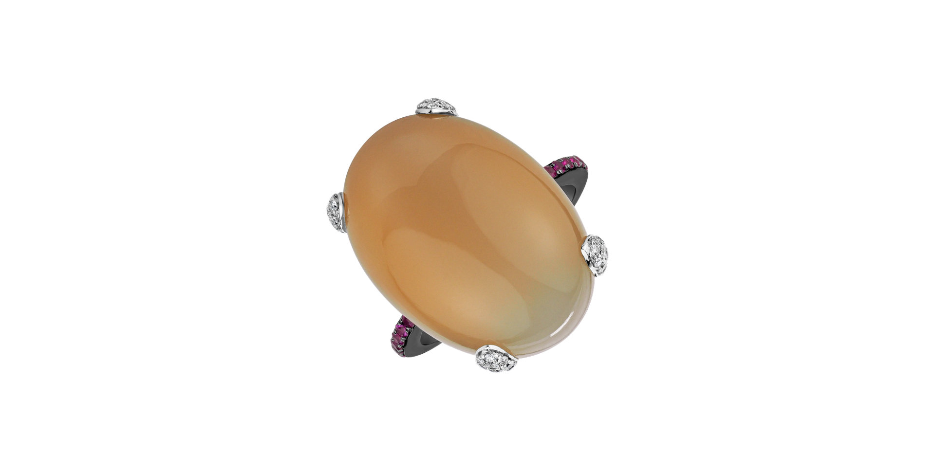 Prsteň s diamantmi,rubínmi a mesačným kameňom Noble Gem