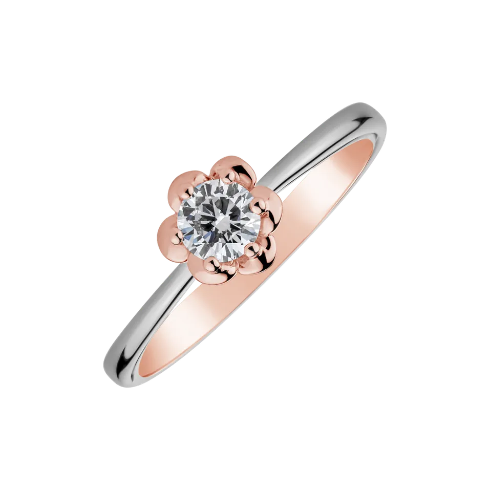 Prsteň s diamantom Dual Rose