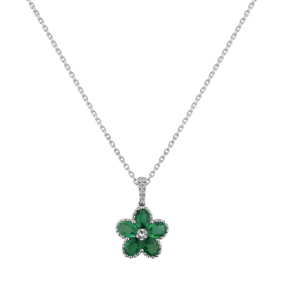 Přívěsok s diamantmi a smaragdmi Green Luck