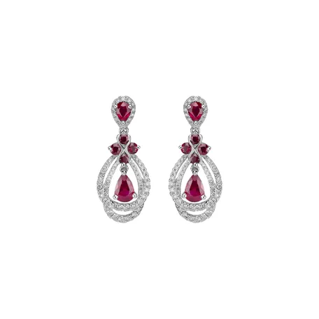 Náušnice s diamantmi a rubínmi Ruby Chandelier