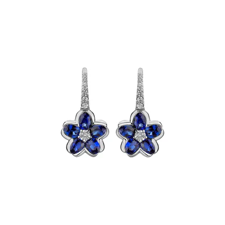 Náušnice s diamantmi a zafírmi Shinning Campanula