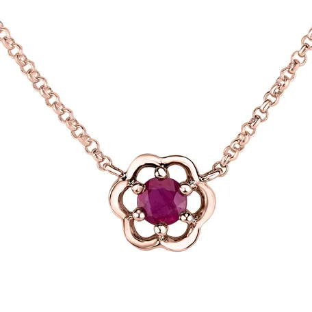 Náhrdelník s rubínom Flower Gem