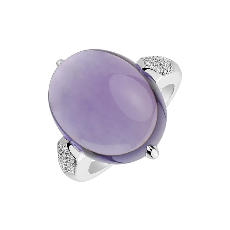 Prsteň s ametystom a diamantmi Drop Blossom