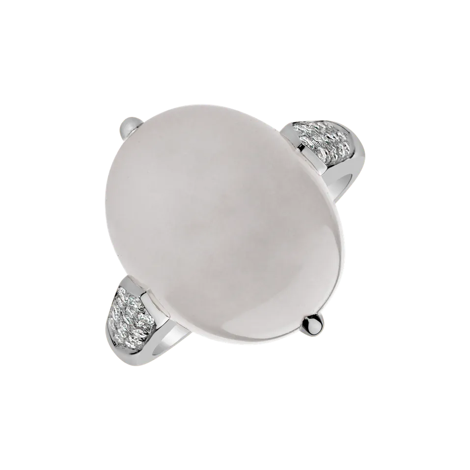 Prsteň s mesačným kameňom a diamantmi Drop Blossom