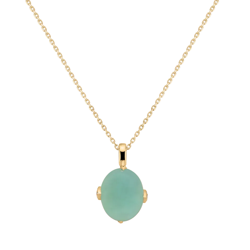 Přívěsok s chalcedonom a diamantmi Drop Blossom