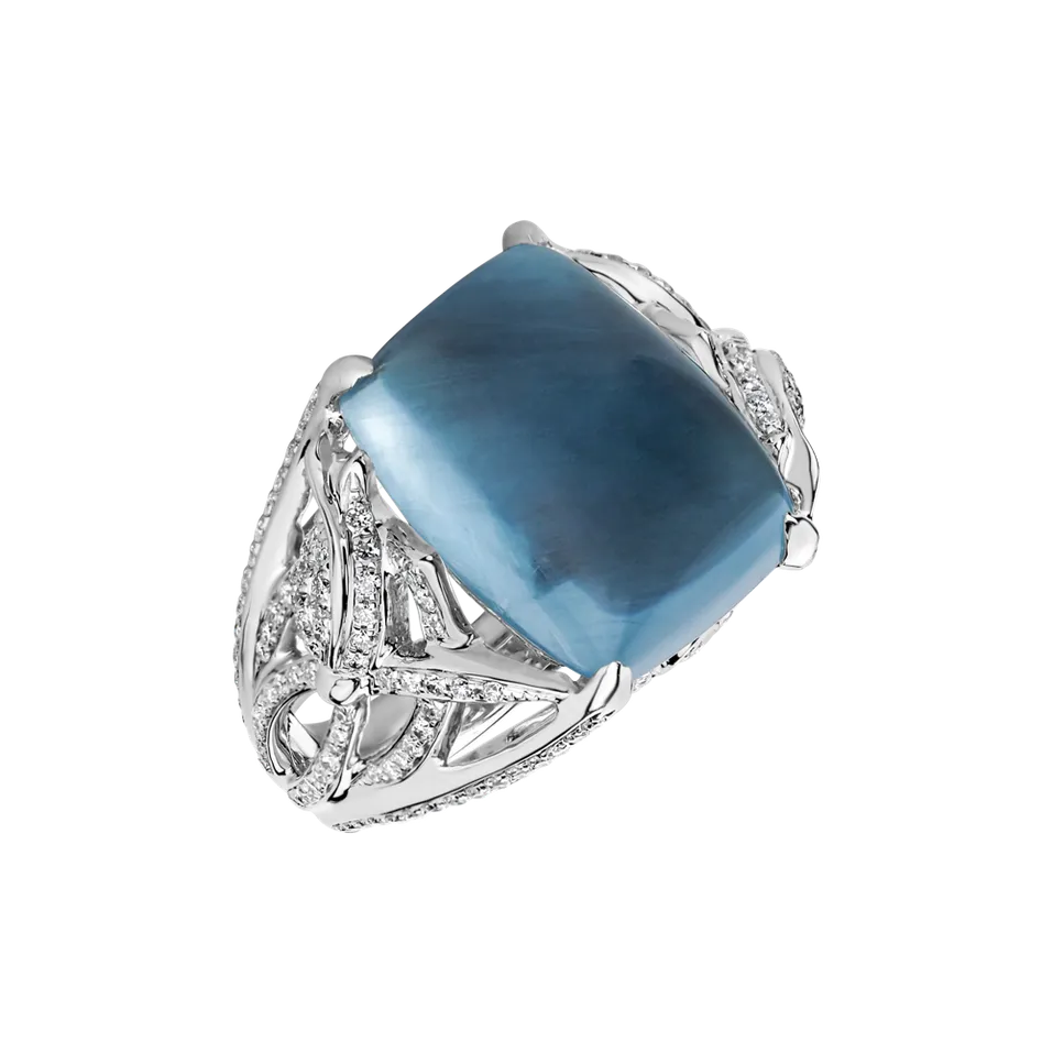 Prsteň s akvamarínom a diamantmi Ocean Sin