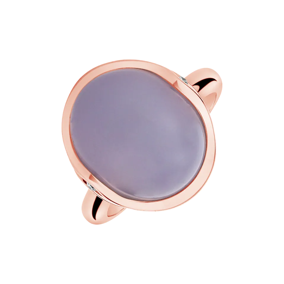 Prsteň s chalcedonom a diamantmi Fairytale Drop