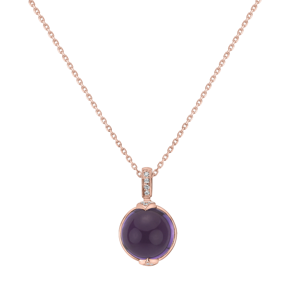 Přívěsok s ametystom a diamantmi Fairy Blossom