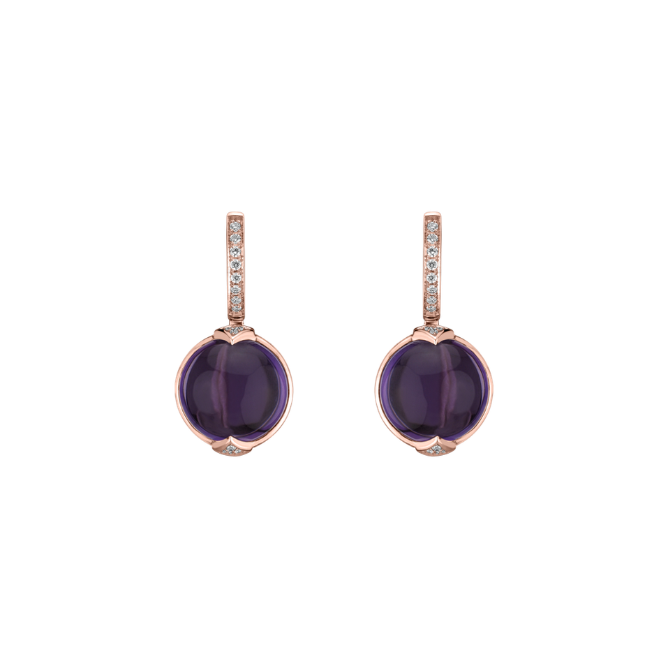 Náušnice s ametystom a diamantmi Fairy Blossom