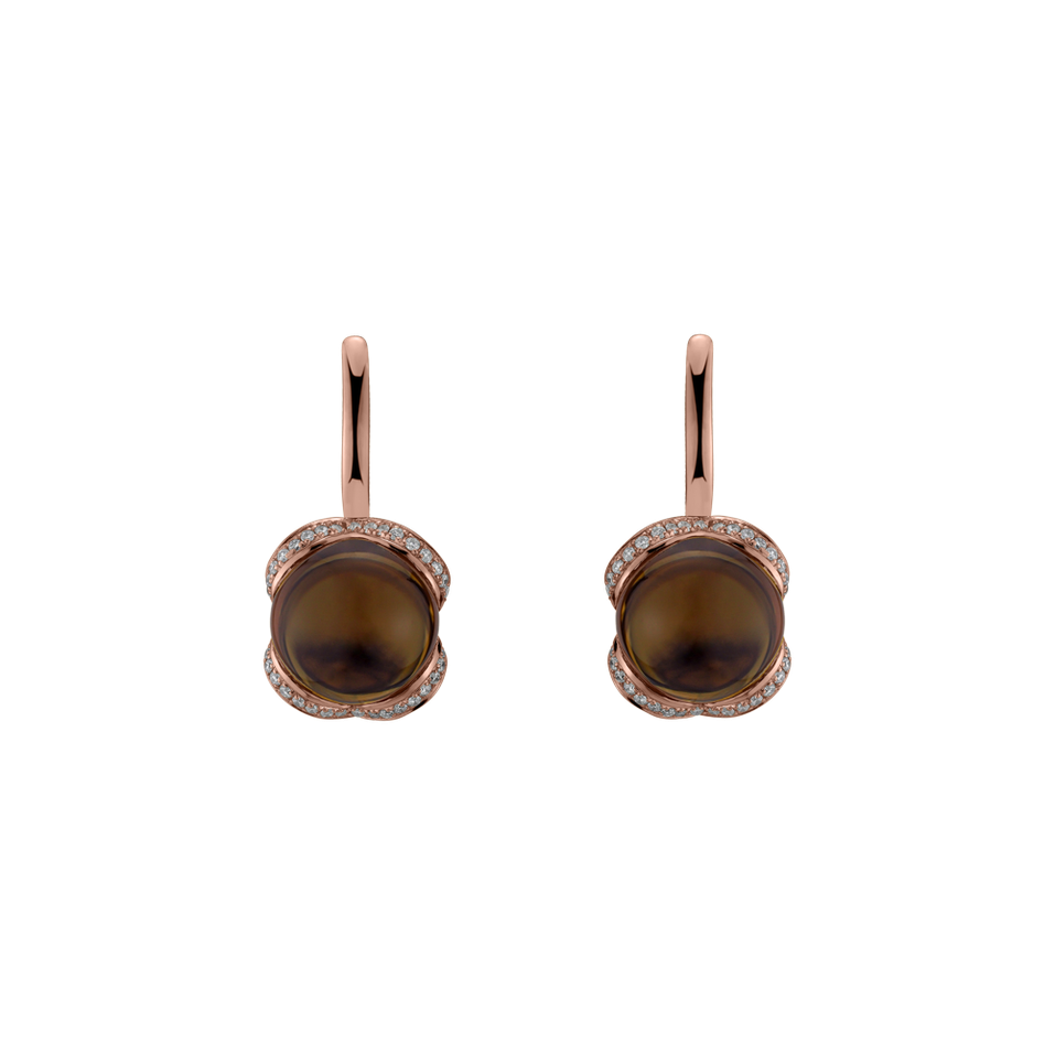 Náušnice s quartzom a diamantmi Rainbow Wish