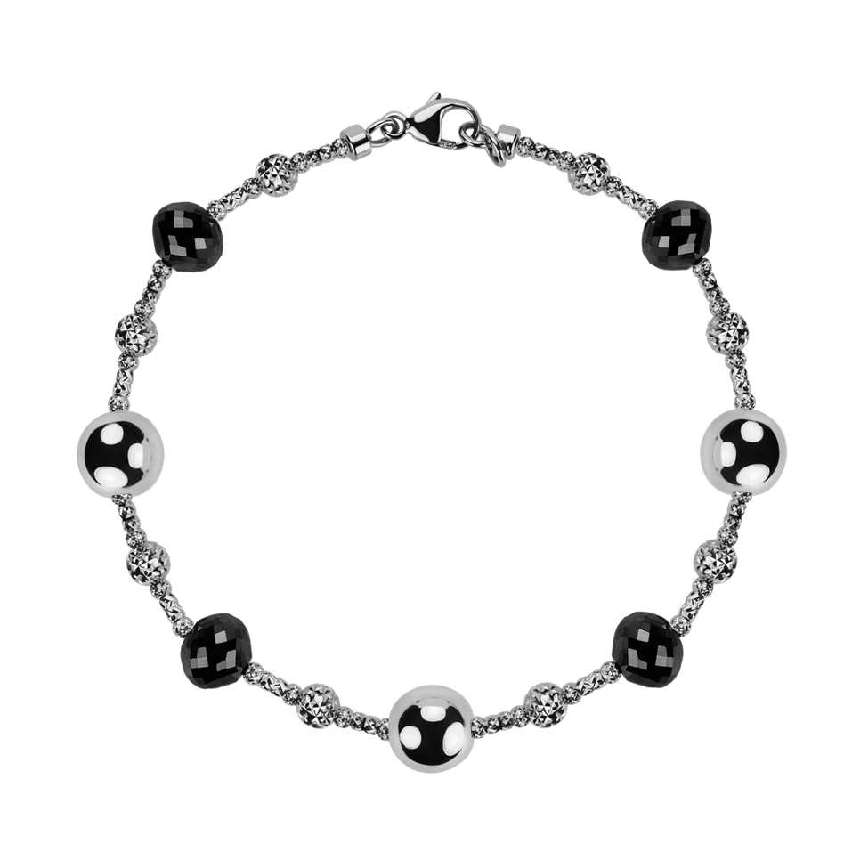Náramok s bielymi a čiernymi diamantmi Jonathan