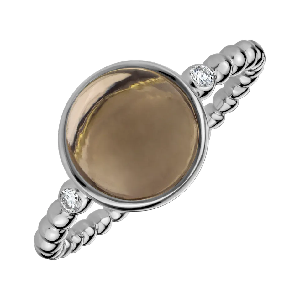 Prsteň s diamantmi a smoky quartzom Bubbles Bonbon
