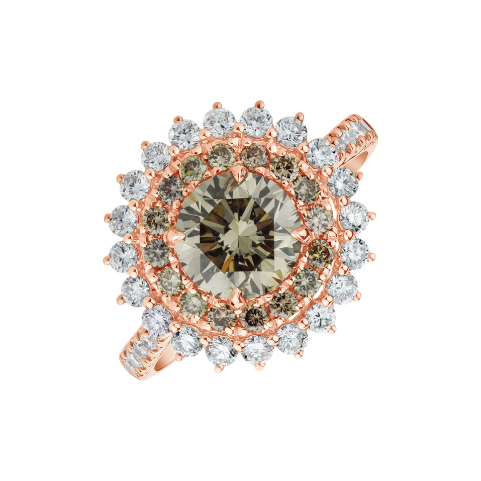 Prsteň s bielymi a hnedými diamantmi Mysterious Quest