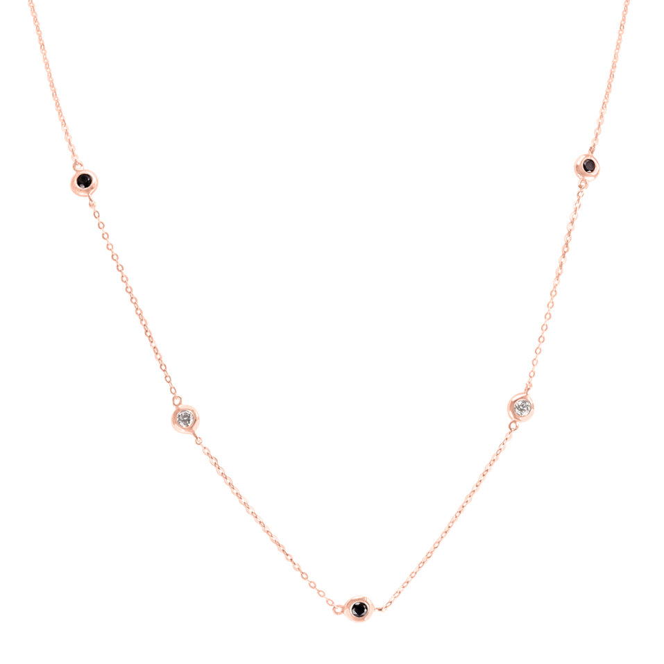 Náhrdelník s čiernymi a bielymi diamantmi Dots