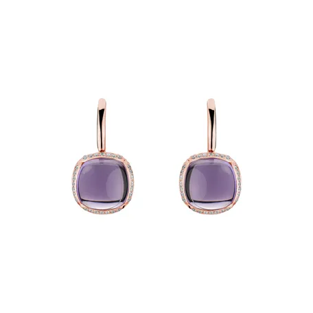 Náušnice s ametystom diamantmi Mystic Drop