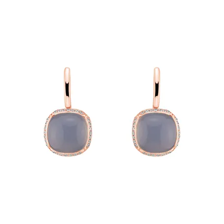 Náušnice s chalcedonom a diamantmi Mystic Drop