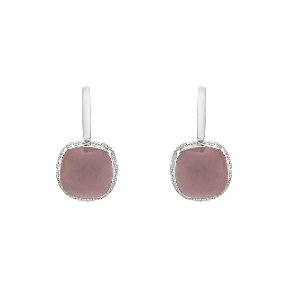 Náušnice s ruženínom a diamantmi Mystic Drop