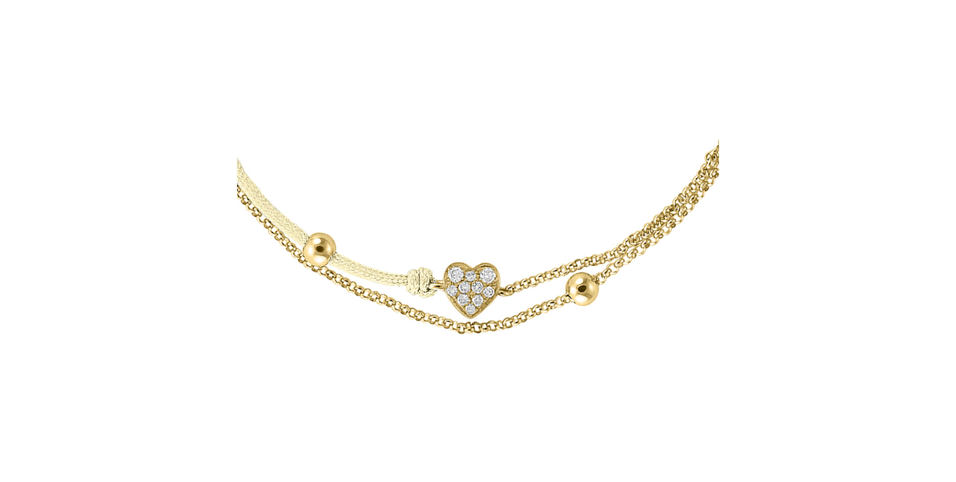 Diamantový náramok so šnúrkou Diamond Heart