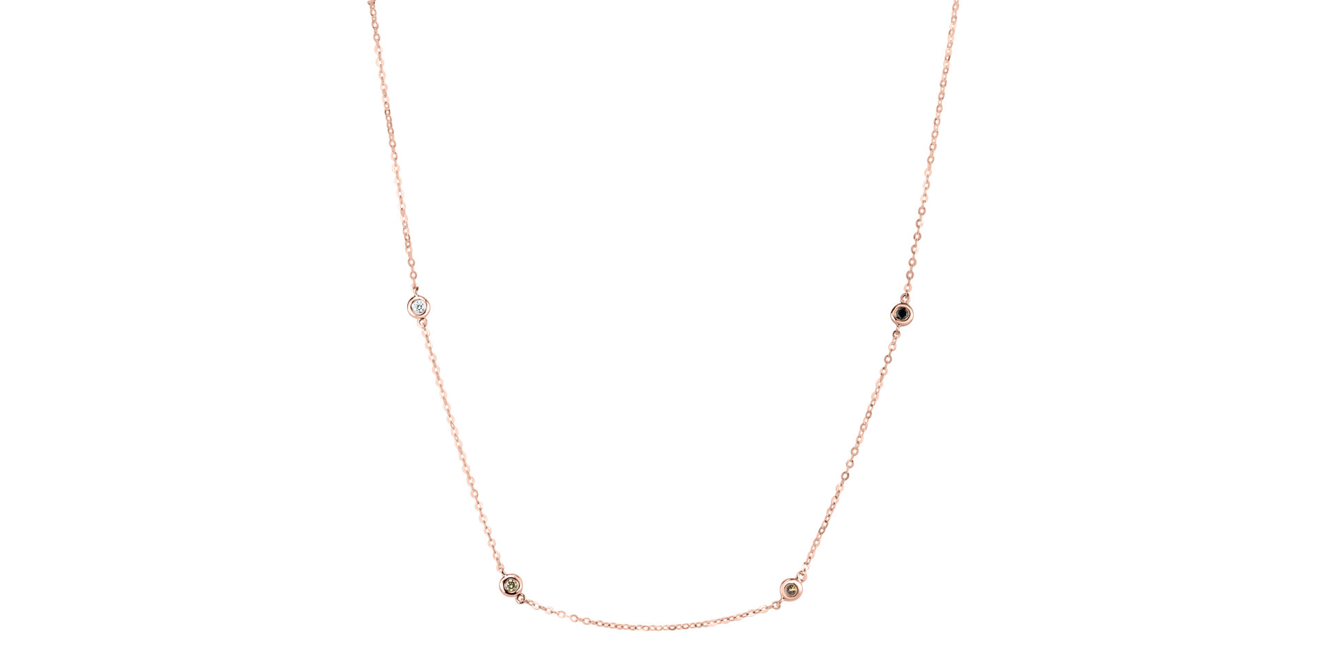 Náhrdelník s čiernymi, hnedými a bielymi diamantmi Dots