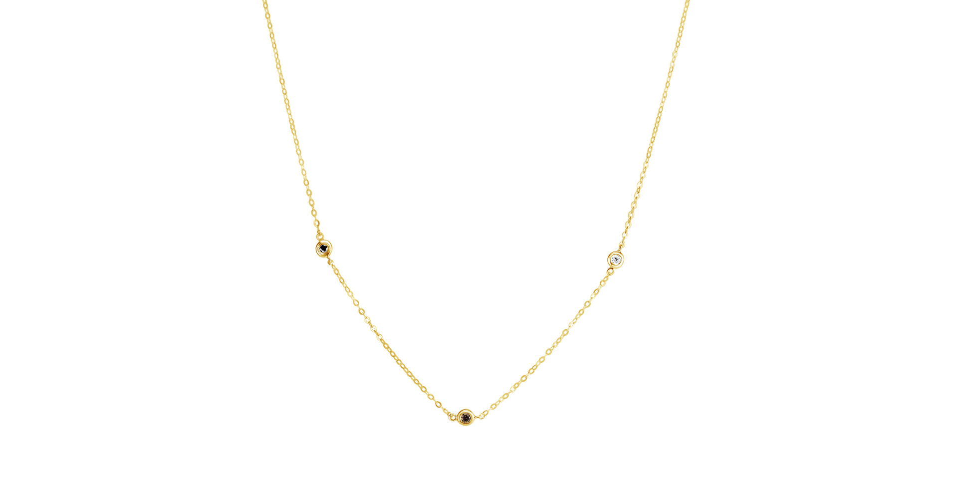 Náhrdelník s čiernymi, hnedými a bielymi diamantmi Dots