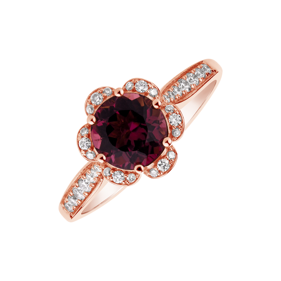 Prsteň s turmalínom a diamantmi Flower Coctail