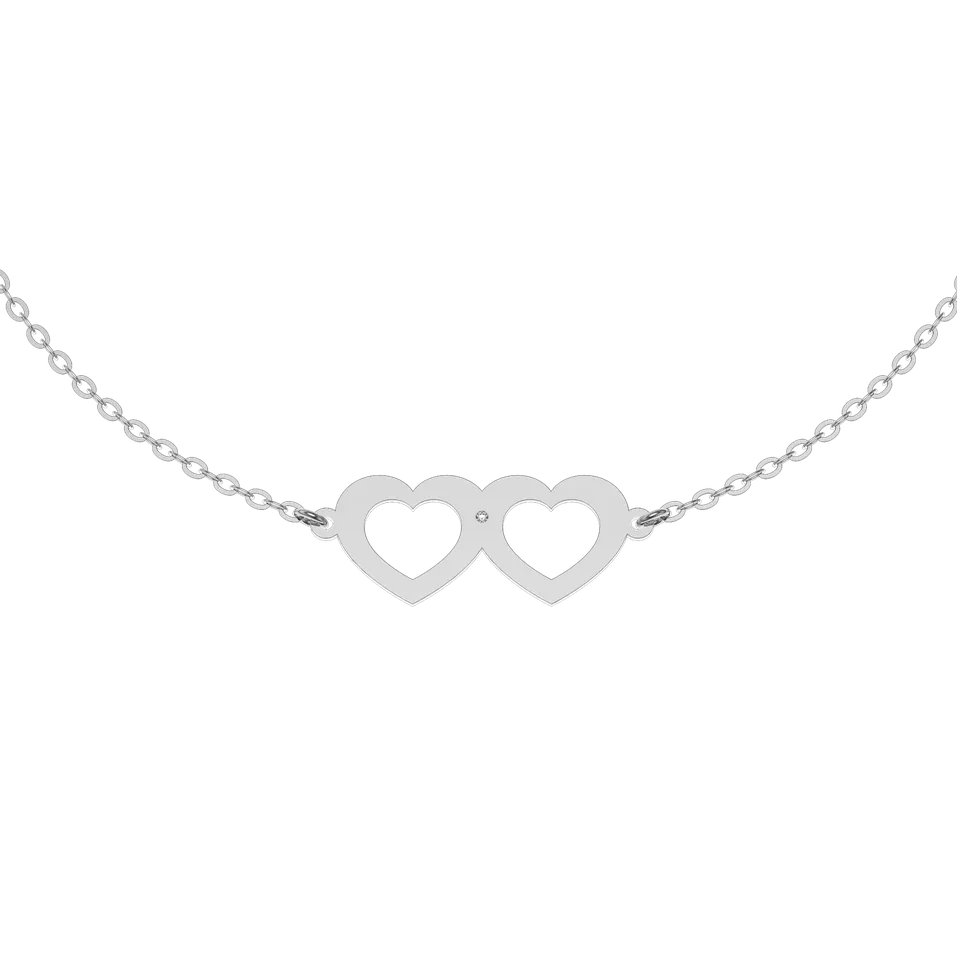 Náramok s diamantom Two Hearts