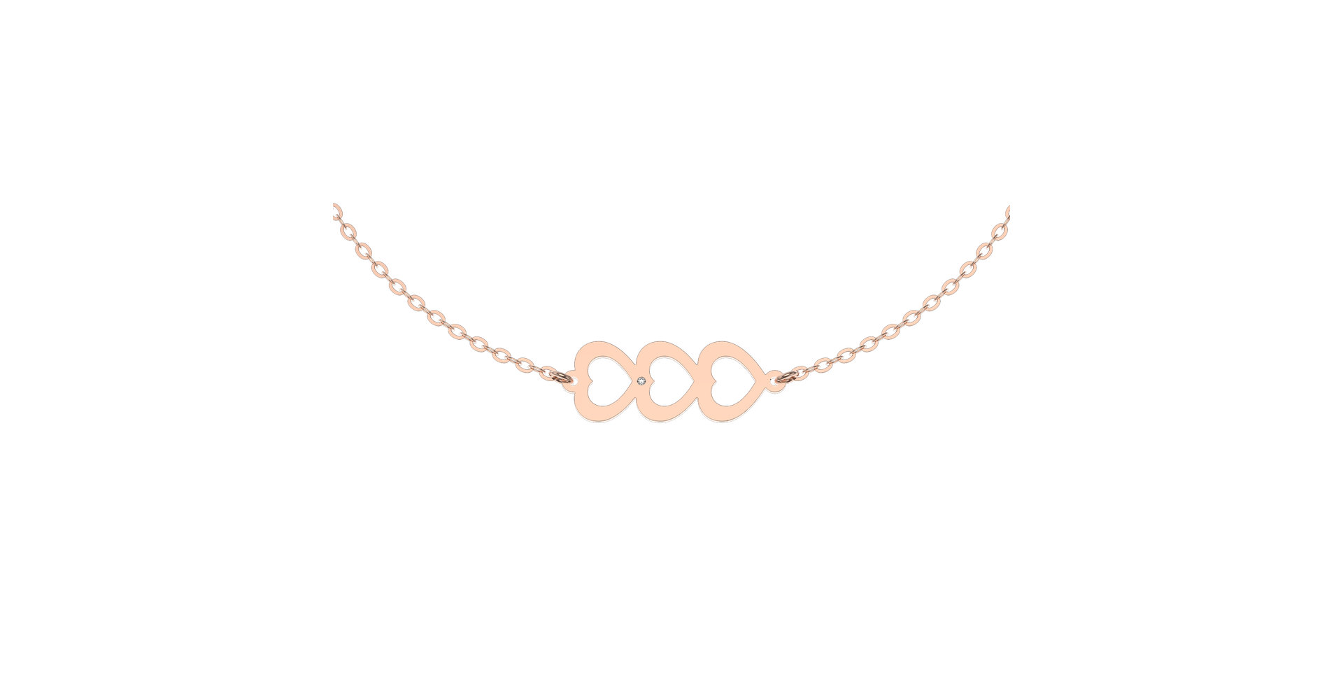 Náramok s diamantom Three Hearts