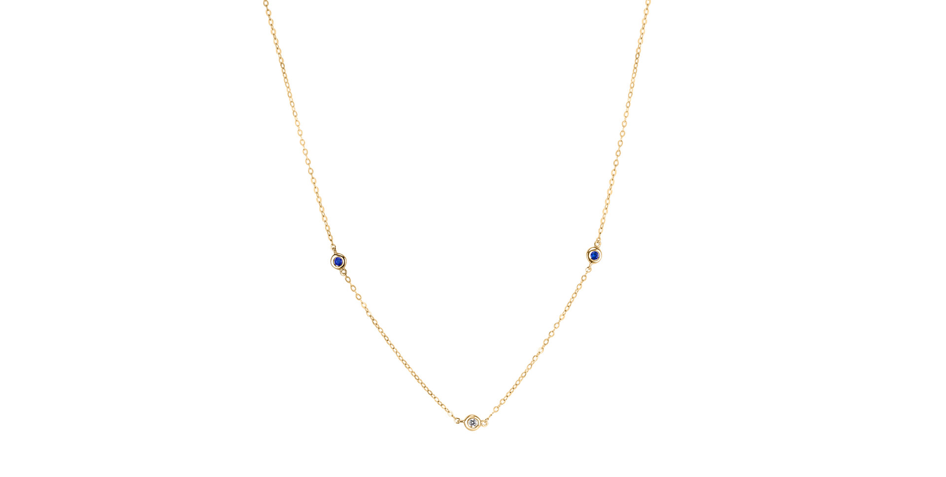 Náhrdelník s diamantom a zafírmi Dots