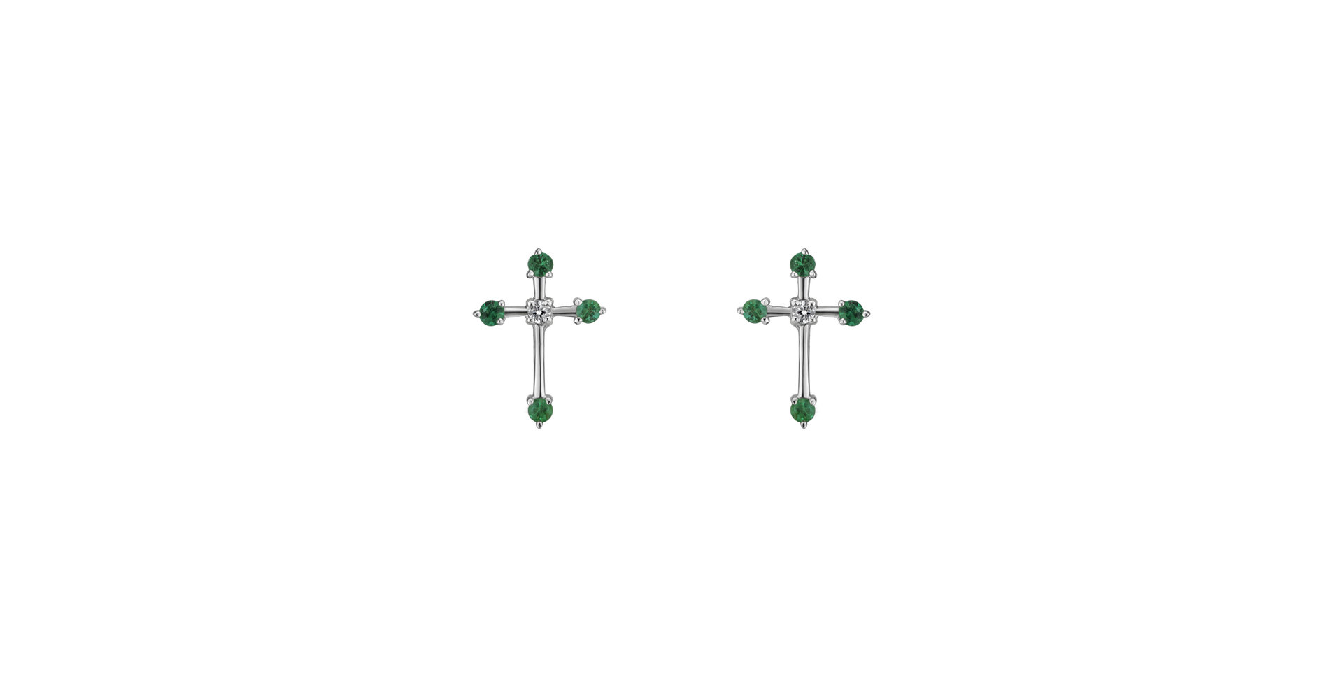 Náušnice s diamantom a smaragdmi Passion Cross