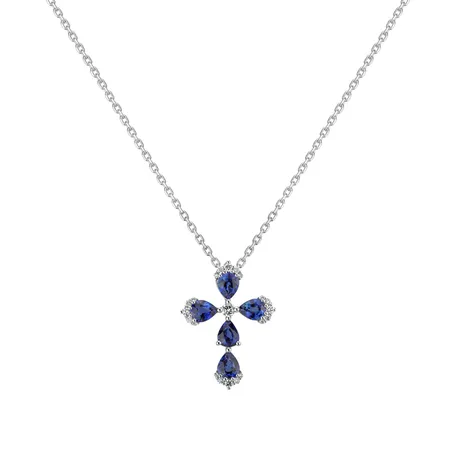 Přívěsok s diamantmi a zafírmi Temptation Cross