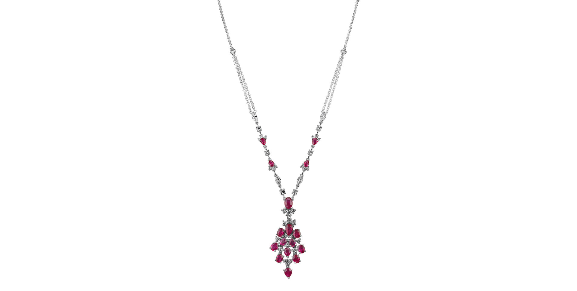 Náhrdelník s diamantmi a rubínmi Red Glance