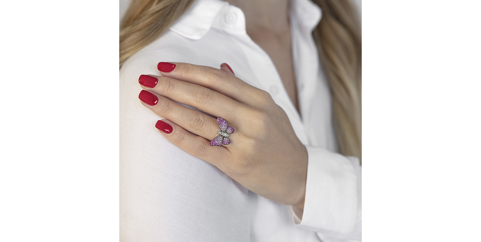 Prsteň s diamantmi a zafírmi Splendid Butterfly