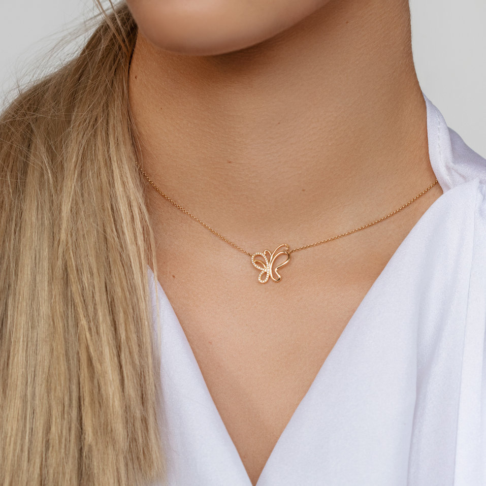 Náhrdelník s diamantmi Butterfly