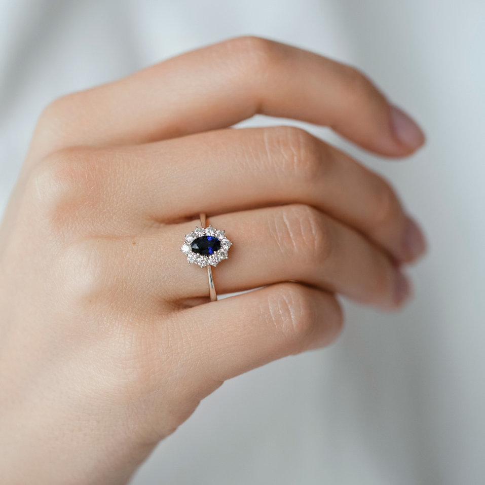 Prsteň so zafírom a diamantmi Princess Joy