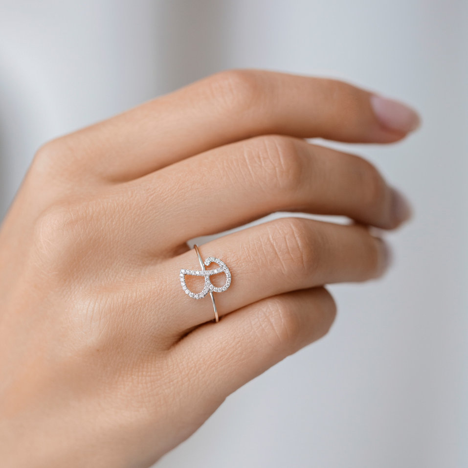 Prsteň s diamantmi Curly Glittery E