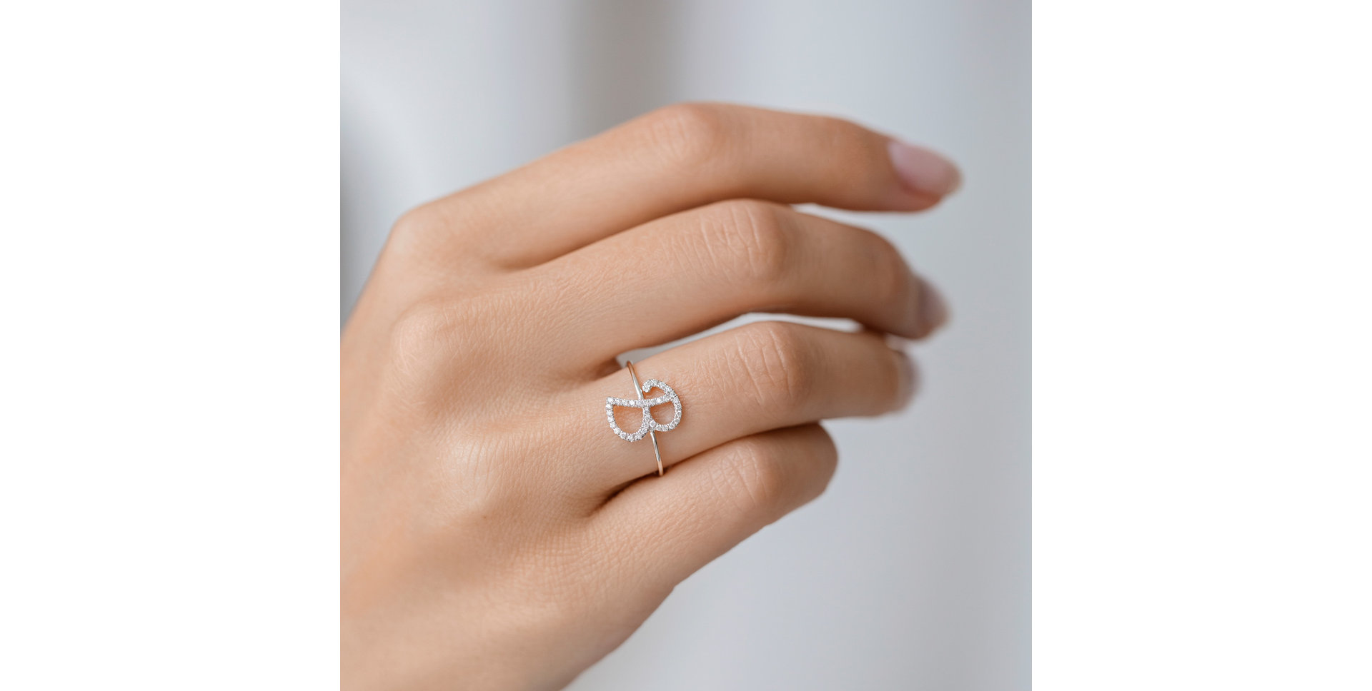 Prsteň s diamantmi Curly Glittery J