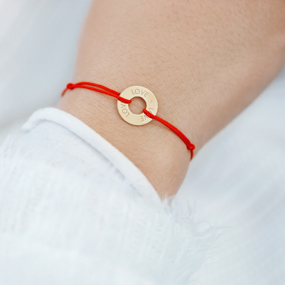 Diamantový náramok so šnúrkou Love Circle