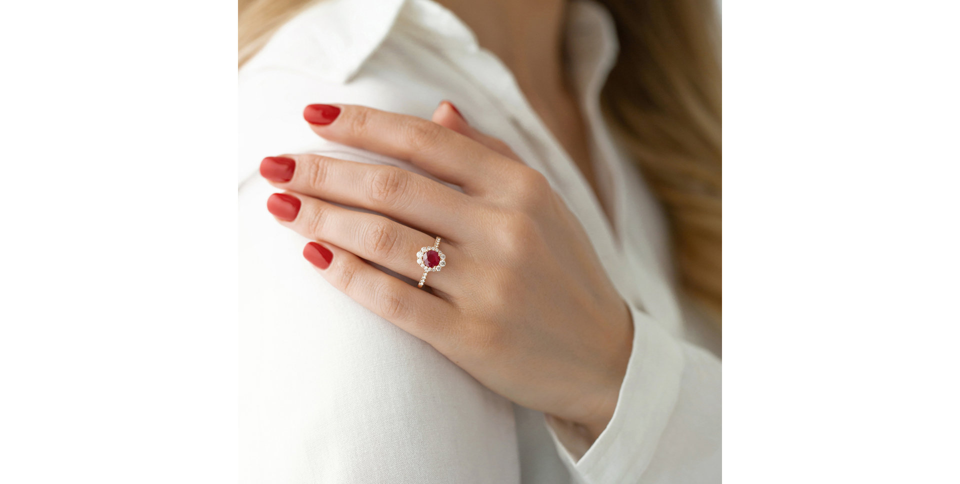 Prsteň s rubínom a diamantmi Glare